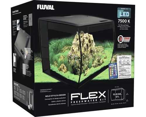 Fluval Flex Süsswasseraquarium Komplettset mit Beleuchtung und Filteranlage in Produktverpackung