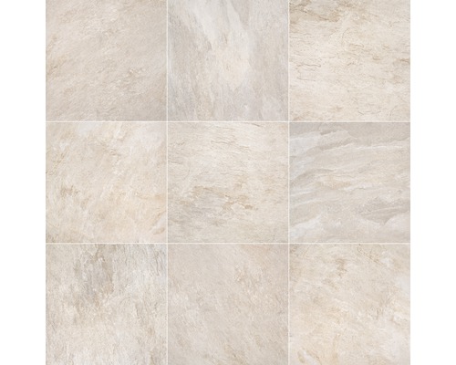 Neun helle Bodenfliesen mit Steinstruktur
