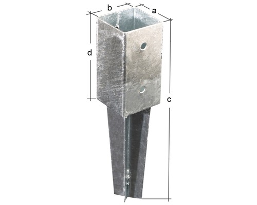 Support de poteau en métal avec indication des dimensions