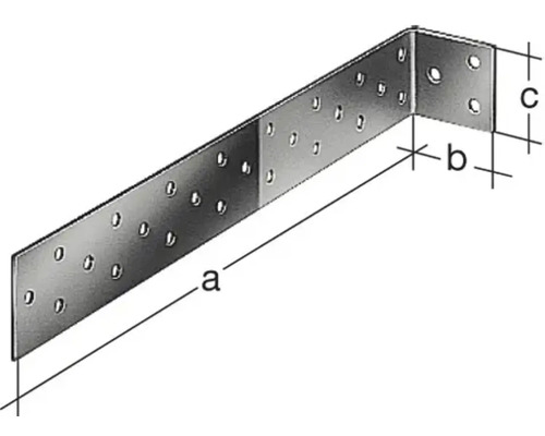 Équerre d''assemblage métallique avec trous pour vis et indications de dimensions