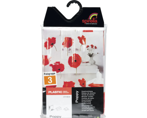 Rideau de douche emballé avec motif de coquelicots