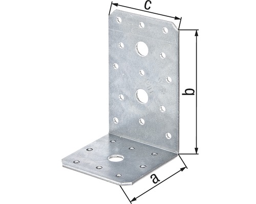 Winkelverbinder aus Metall mit Bohrungen für Schrauben
