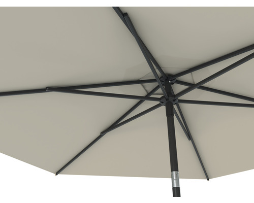 Vue intérieure d''un parasol rectangulaire avec armature