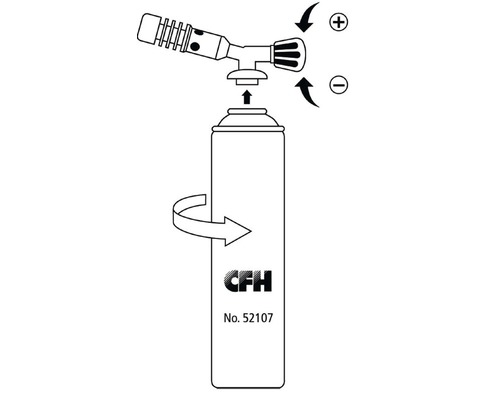 Représentation d''un chalumeau avec cartouche de gaz et instructions de montage
