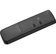 Télécommande noire avec boutons pour différentes fonctions.
