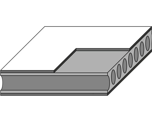 Illustration einer mehrschichtigen Bauplatte mit Aussparungen