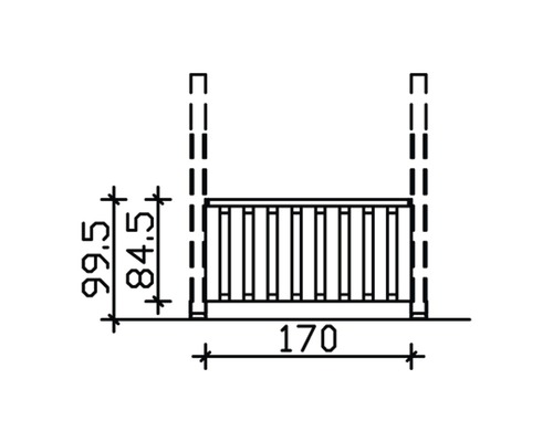 Dessin technique d''un élément de clôture avec des indications de mesure.