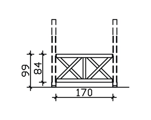 Schéma technique d''une balustrade en bois avec dimensions