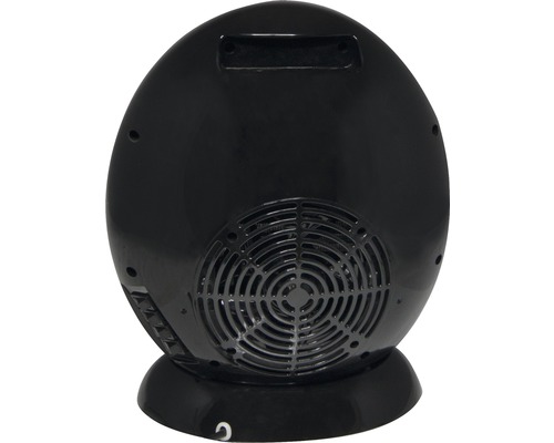 Radiateur soufflant noir de forme ronde avec grille de protection