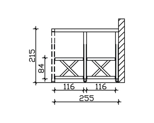 Dessin technique d''une étagère en bois avec dimensions