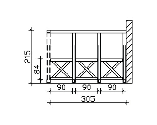 Dessin technique d''un garde-corps de balcon avec indications de dimensions.