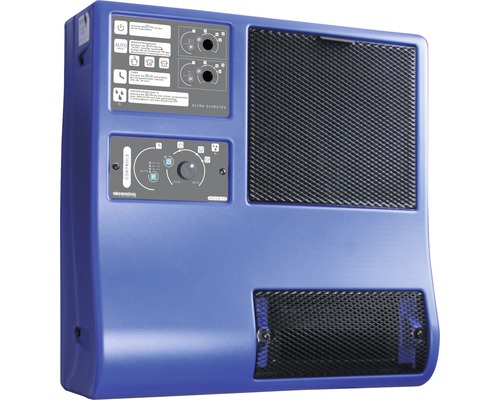 Déshumidificateur d''air bleu avec panneau de commande et grilles d''aération