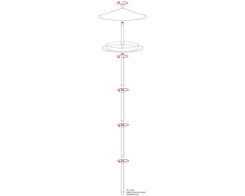 Illustration du montage d''un parasol avec fonction de rotation
