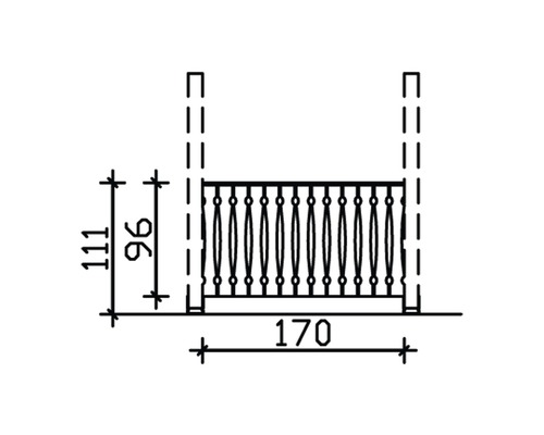 Dessin technique d''un garde-corps de balcon avec cotes