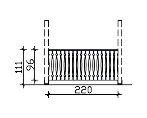 Dessin technique d''une balustrade de balcon avec dimensions