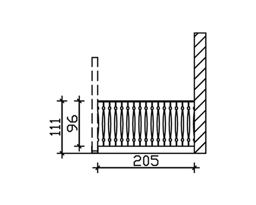Dessin technique d''une balustrade avec indications de mesure