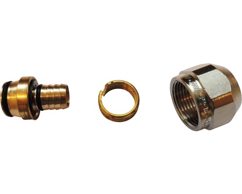 Raccord vissé en laiton avec bague coupante et écrou-raccord