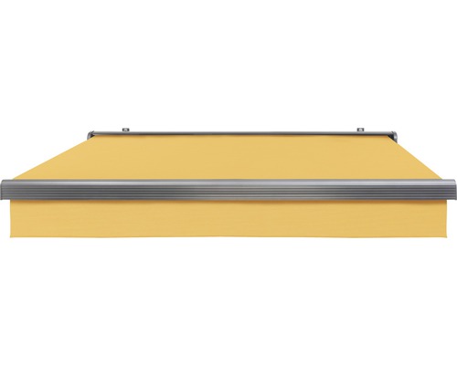 Gelbe Markise mit Aluminiumgestell