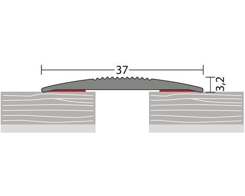 Illustration d''un profilé de transition de 37 millimètres de large et de 3,2 millimètres de haut.