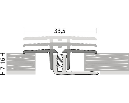 Schematische Darstellung eines Übergangsprofils mit den Maßen 33,5 und 7 bis 16