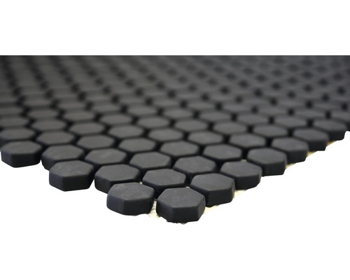 Carreaux de sol hexagonaux noirs