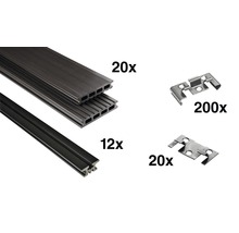 Lames de terrasse, structure porteuse et clips de fixation