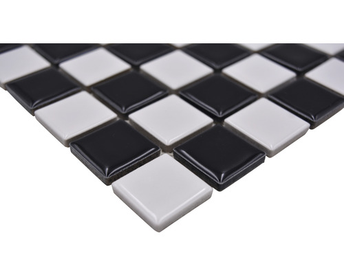 Mosaikfliese aus Keramik, quadratisch, schwarz und weiß