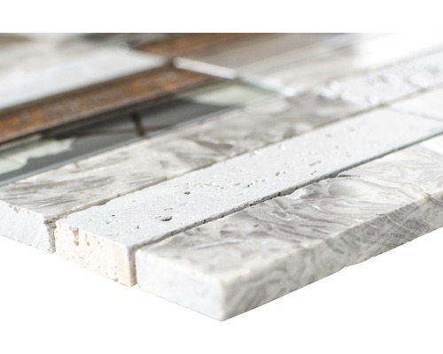 Mosaïque en marbre, pierre naturelle et verre