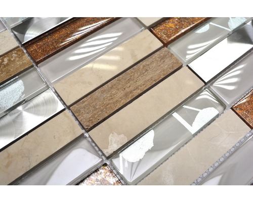 Carreaux de mosaïque en verre et pierre, rectangulaires