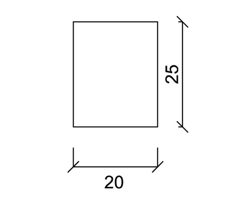 Forme carrée avec des dimensions de 25 sur 20