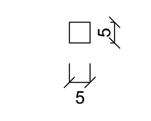 Dessin technique avec dimensions : Forme carrée, 5 mm