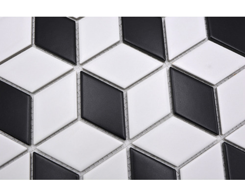 Carreaux de mosaïque avec motif géométrique de cube en noir et blanc