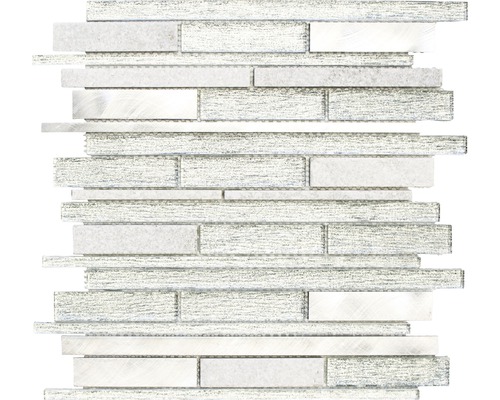 Mosaïque en verre XAM GV64 MIX BLANC 29,8x31 cm Mosaïque en verre et métal