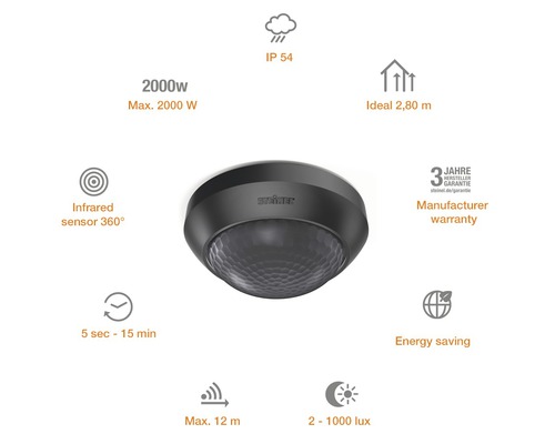 Détecteur infrarouge Steinel 360 degrés pour l''extérieur