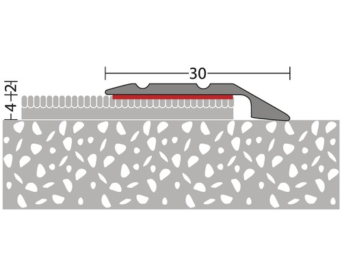 Illustration d''un profilé de transition avec les dimensions 30 et 4 plus 2 millimètres.