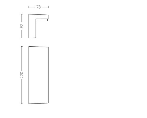 Technische Zeichnung mit den Massen eines Möbelstücks