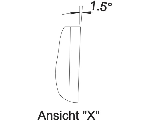 Dessin technique Vue X avec indication du degré 1.5