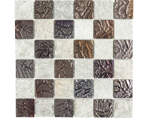 Mosaïque de verre XCM CR73, MIX GRIS, 30x30 cm Mosaïque avec différentes structures de surface
