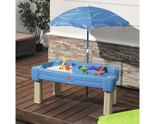 Table à sable et à eau avec parasol et jouets