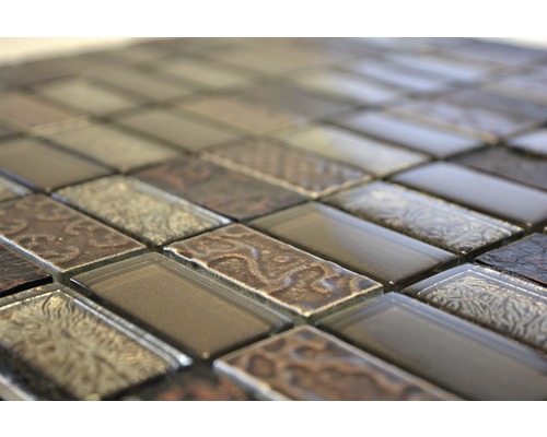 Mosaïque en verre et pierre, rectangulaire