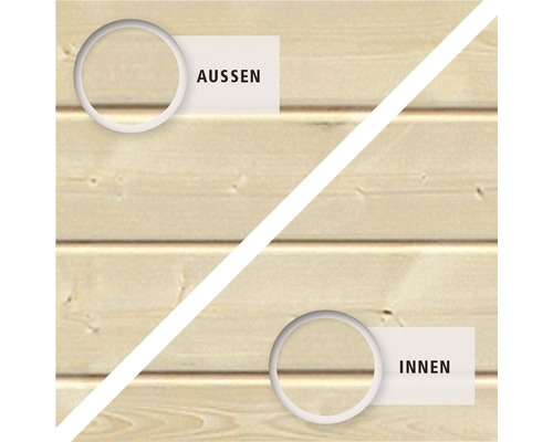 Vue extérieure et intérieure d''un mur en bois