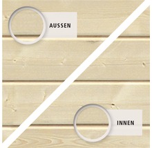 Paroi en bois avec indication pour l''extérieur et l''intérieur