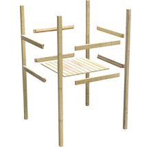 Terrasse en bois en construction avec poteaux et planches