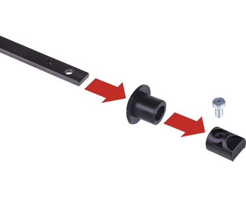 Einzelteile für eine Schienenbefestigung mit Schraube