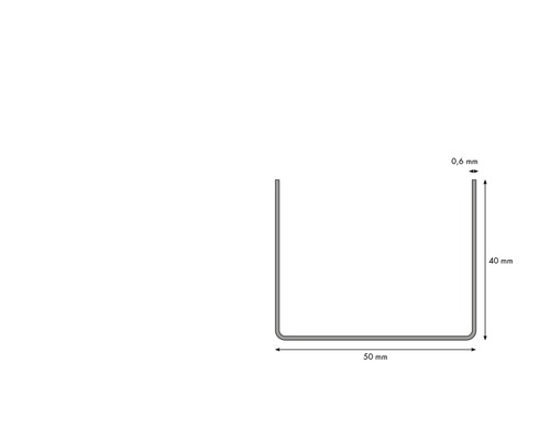 Dessin technique profilé en U avec indications de dimensions