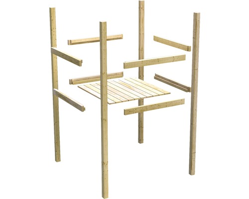 Construction en bois pour un projet de jardin avec des poteaux et des planches en bois