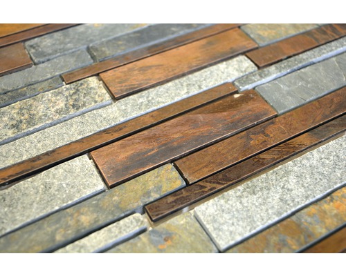 Gros plan de carreaux muraux en pierre et métal