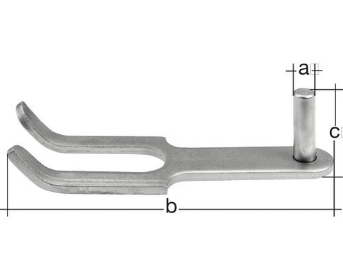 Crochet métallique avec lignes de mesure indiquant les dimensions