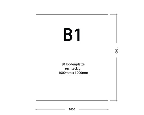 B1 Bodenplatte rechteckig mit den Maßen 1000 mm x 1200 mm