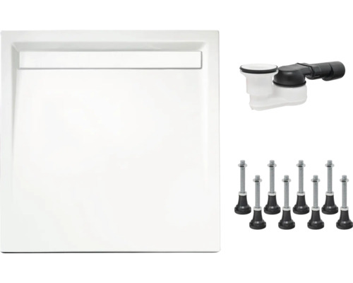 Kit complet receveur de douche SCHULTE Extra-flach 90 x 90 x 2.5 cm blanc alpin lisse D202077 04 44